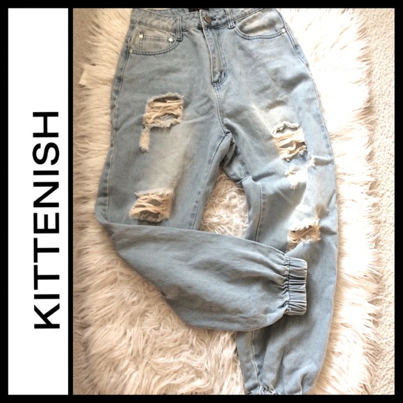 Kittenish Distressed Ansley Denim Joggers - Picture 7 of 12